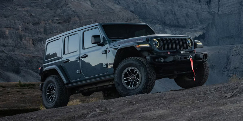 2026 Jeep Wrangler Black on hill 