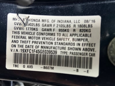 2016 Honda Civic EX-T w/Honda Sensing