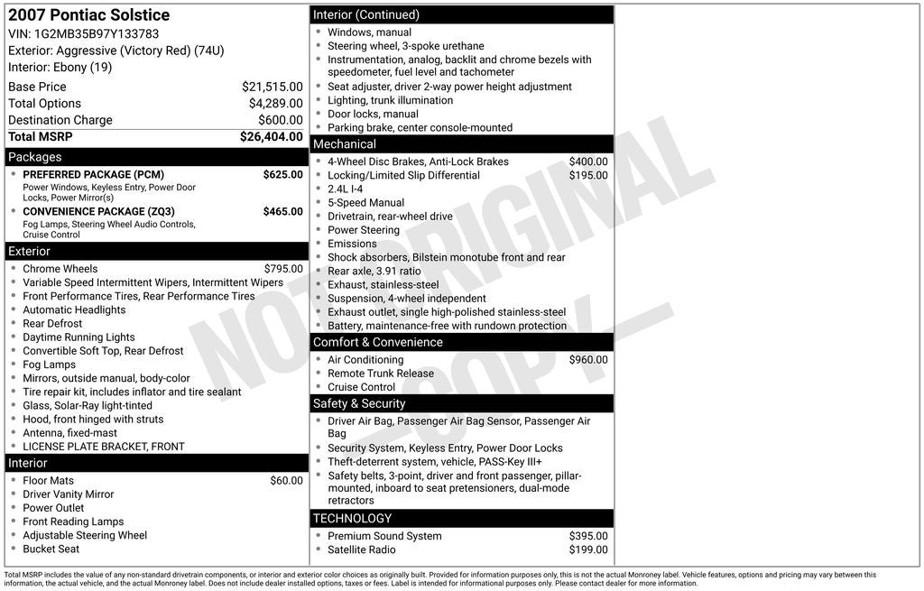 2007 Pontiac Solstice Base