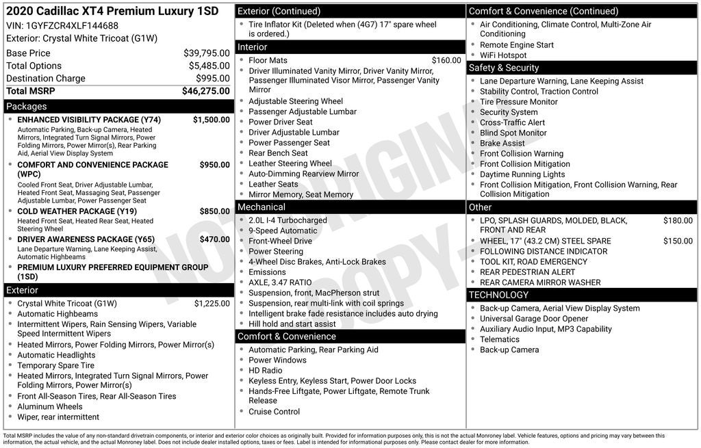 2020 Cadillac XT4 Premium Luxury