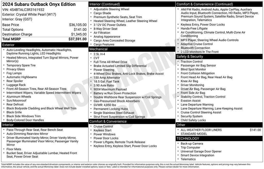 2024 Subaru Outback Onyx Edition