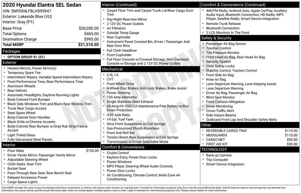 2020 Hyundai Elantra SEL