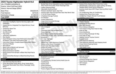 2025 Toyota Highlander Hybrid XLE