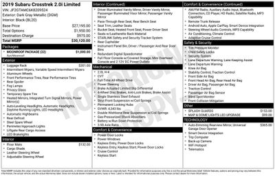 2019 Subaru Crosstrek 2.0i Limited