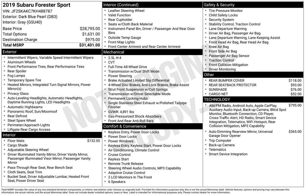 2019 Subaru Forester Sport