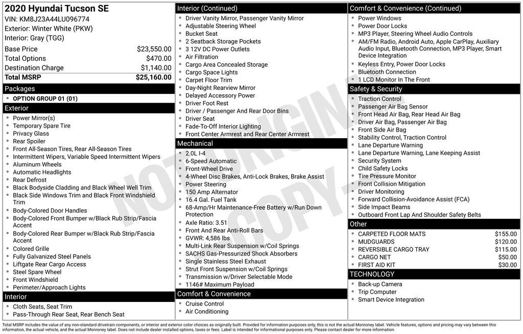 2020 Hyundai Tucson SE