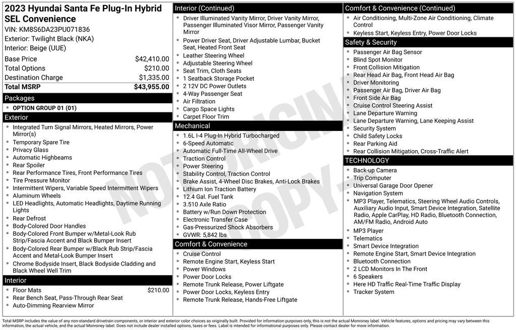 2023 Hyundai Santa Fe Plug-In Hybrid SEL Convenience