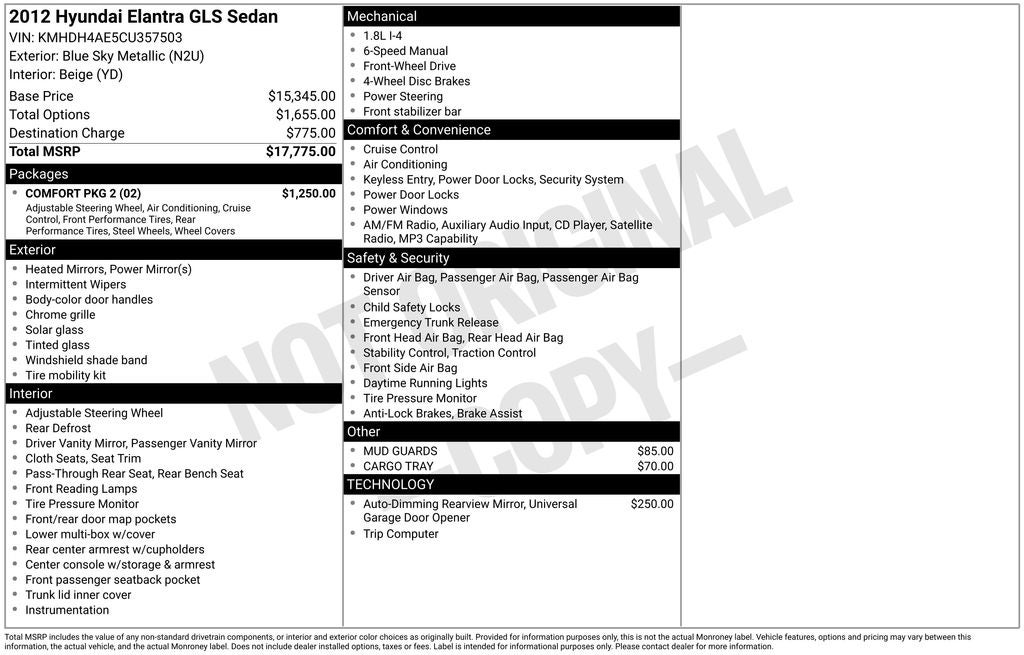 2012 Hyundai Elantra GLS
