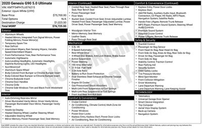2020 Genesis G90 5.0 Ultimate