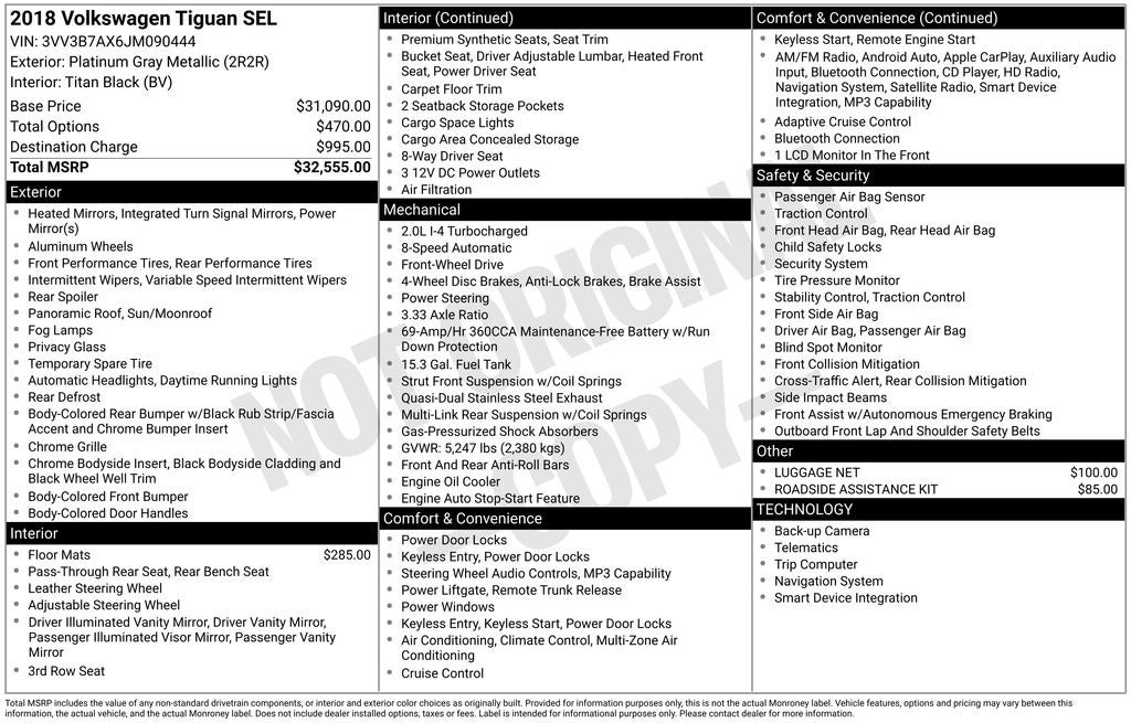 2018 Volkswagen Tiguan 2.0T SEL