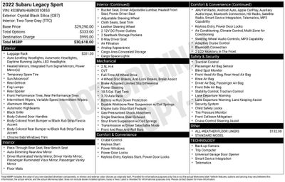 2022 Subaru Legacy 2.5i Sport