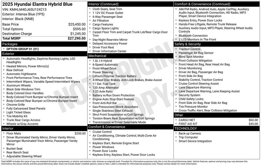 2025 Hyundai Elantra Hybrid Blue