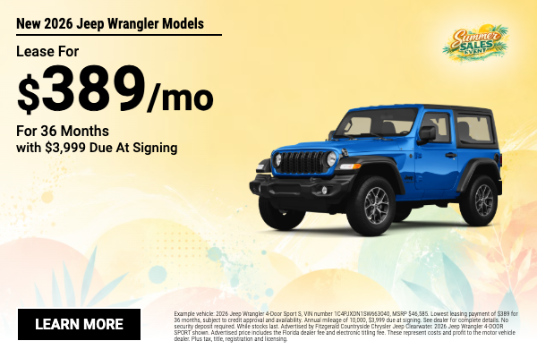 New Jeep Wrangler lease Clearwater FL